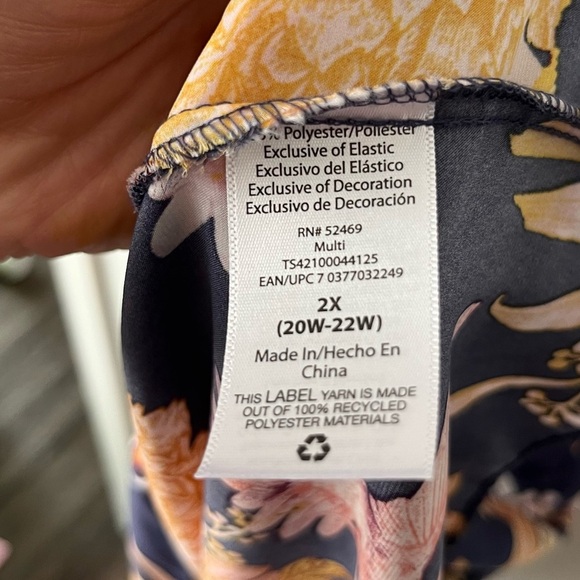 Terra & Sky Dress Women's 2X Blue Bird Floral Print Peasant Maxi - Picture 7 of 8